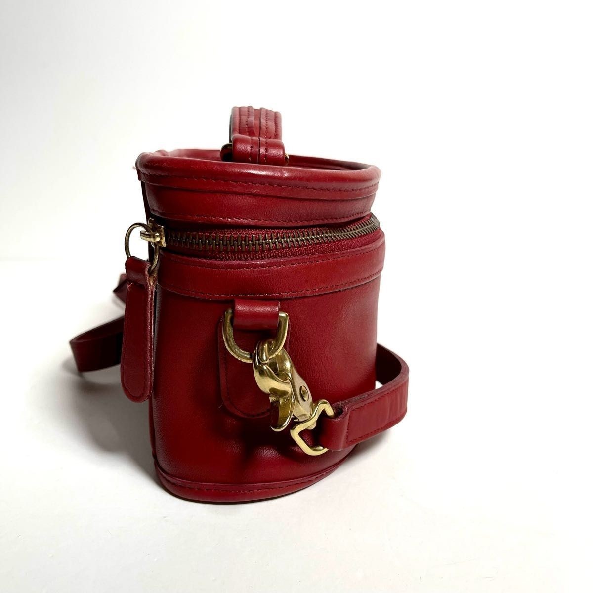 COACH VINTAGE 2way RED TRAIL BAG / TRAIN CASE TOP HANDLE ZIP Made