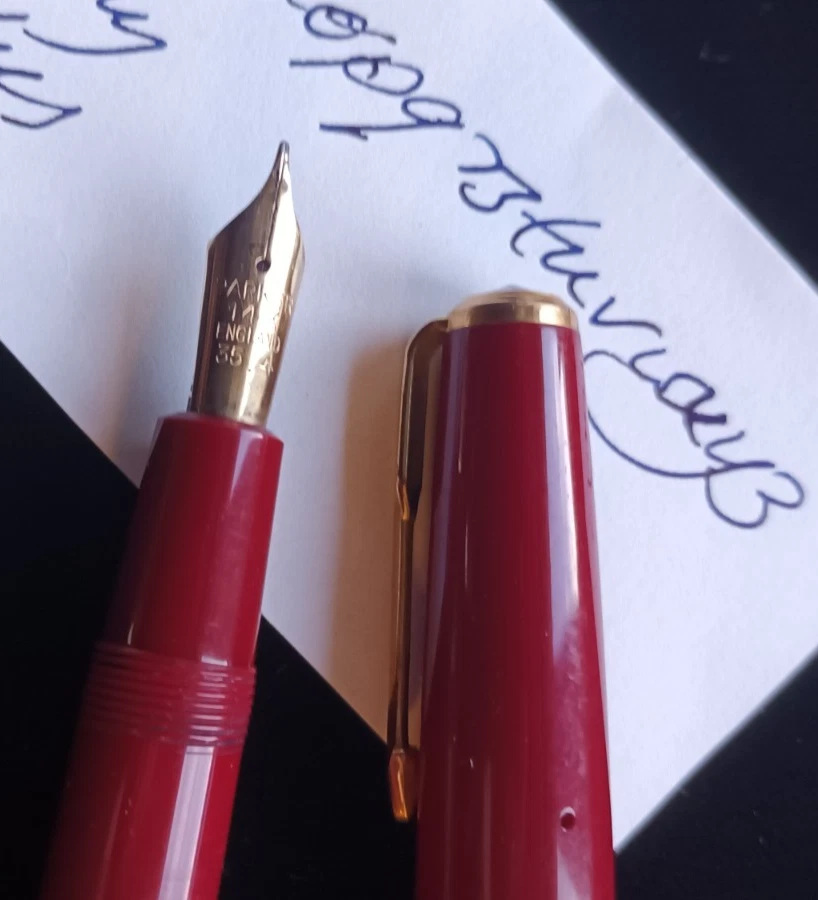 Parker Duofold Senior Fountain Pen 14k 35 4 nib Burgundy Red 1950's - Image 2 of 4