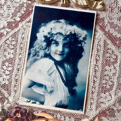 Grete Reinwald Girl Antique Postcard Flower Crown Used Collectible hhg