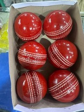 Red Premium Quality LEATHER 6 Piece Senior Ideal Cricket Ball Bat Friendly