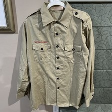 Boy Scout BSA UNIFORM SHIRT Men  s Large Long Sleeve Tan P4