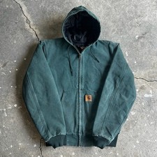 Carhartt J06 HTG green hooded work wear jacket Medium