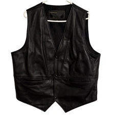 Coronado Mens Black 100% Leather Vest Size 50 Dual Conceal and Carry Pockets