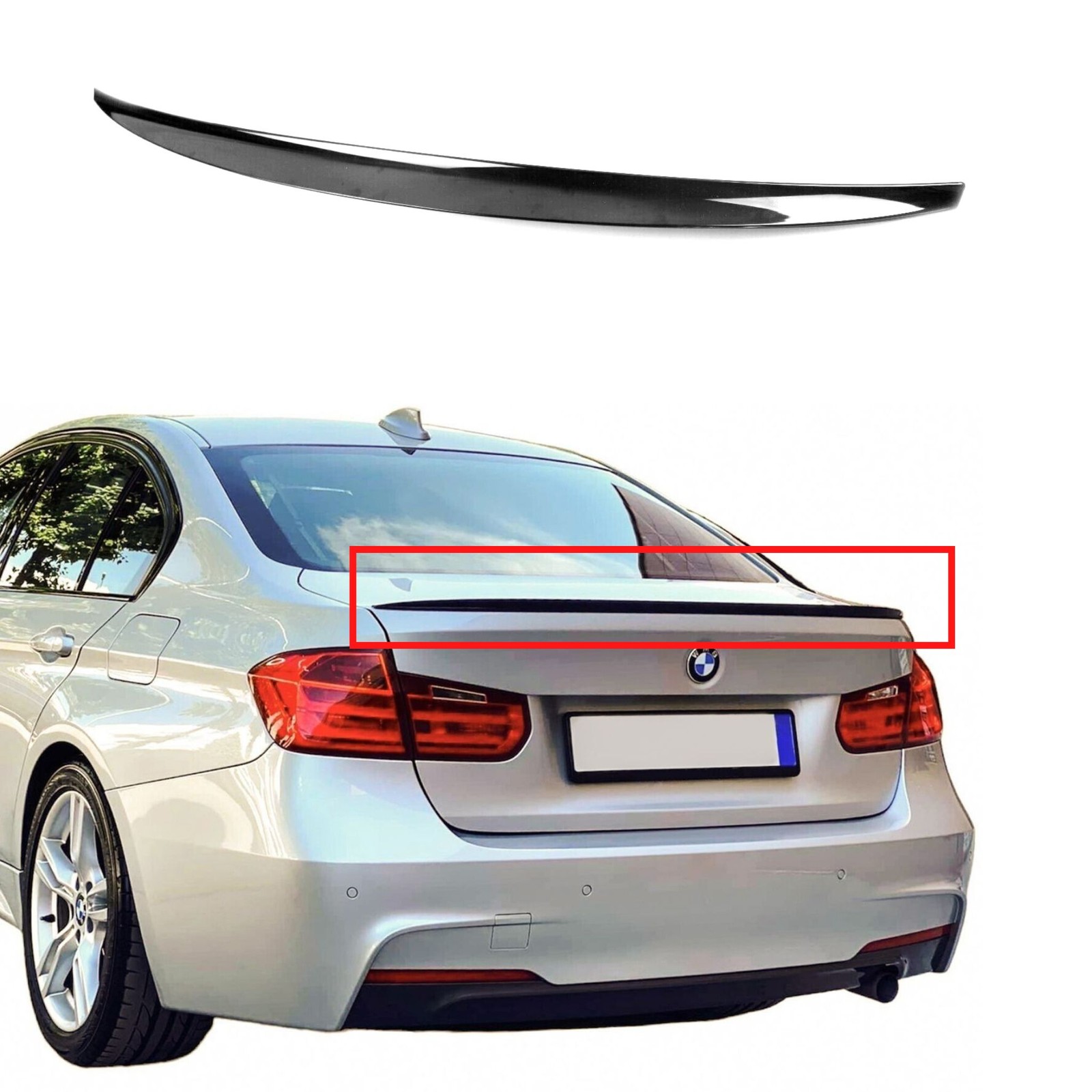 New Rear Lip Spoiler Compatible With F30 3 Series, Car Tuning, Black Painted