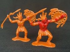 Louis Marx Native American Indian Warrior Spear Shield 2" Plastic Figures Toys