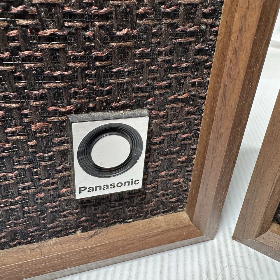 Vintage Panasonic Speakers Veneer Wood 70s Retro Working 16.5” Tall Speakers #2 - Image 4 of 4