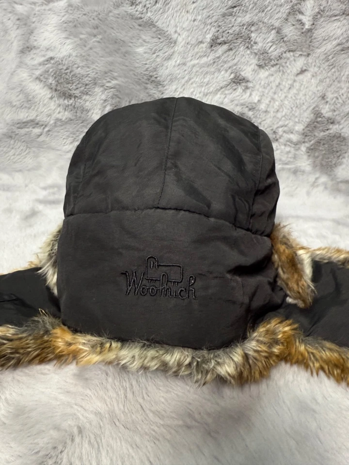 Woolrich Hat Cap Large Trapper Black Faux Fur Nylon Outdoor Ear Flaps - Image 4 of 4