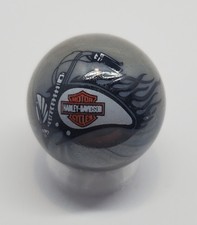 HarIeyDavidson Tank Gray Glass 1" Logo Marble w/ Stand