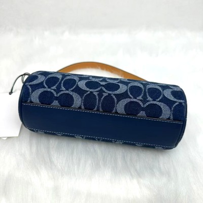 【ROMANTIC CROWN】25SS★ DENIM BARREL BAG Coach Nolita Barrel Bag In Signature Denim with Cherry Charm