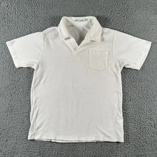 Criquet Terry Cloth Polo Shirt Mens Medium White  Soft Cotton Pocket