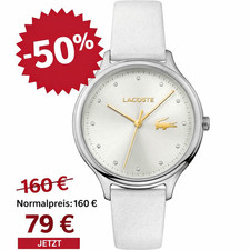 Lacoste Orologio analogico al quarzo da donna con cinturino in pelle bianca - 2001005 byHuriye