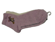 Dr. Seuss The GRINCH 2 Pair Quarter Crew Pink Ivory Shoe 5-8 Sock Size 9-11 NEW