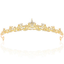 Tiara and Crown for Women Girls Wedding Princess Tiara for Bride Prom Gold