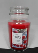 Yankee Candle CHERRIES ON SNOW Large Jar 22 Oz Candle - New & Improved