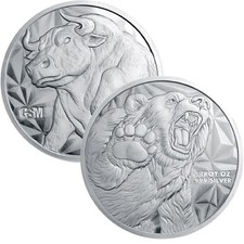 5 oz. Golden State Mint Silver Round Bull/Bear .999 Fine 78.74 per troy oz