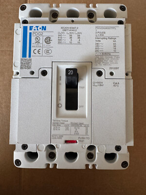 Eaton PDG23G0020TFFL Circuit Breaker 3P 20A 600V New with Hardware