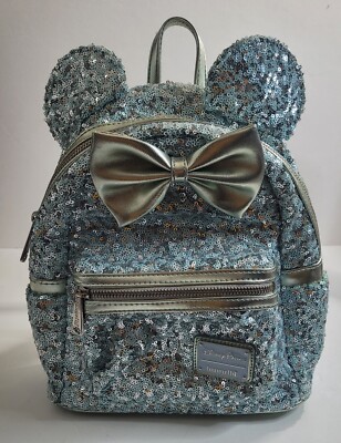 aqua sequin mini backpack Loungefly Disney Parks Mini Backpack Mini Mouse Sequin Arendelle Aqua Blue  Bag