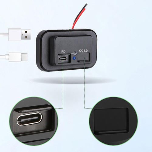 USB Type C PD Port Fast Charger Socket Power Outlet Car Panel Mount Accessories - Bild 6 von 12