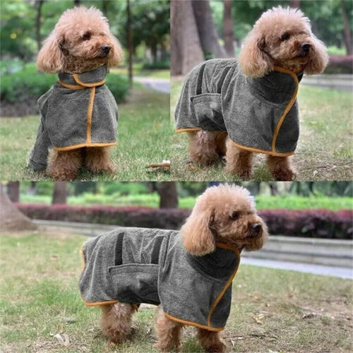 XS-XL Pet Super Absorbent Drying Coat Dog Bathrobe Towel Microfibre Bath Robe - Picture 17 of 20