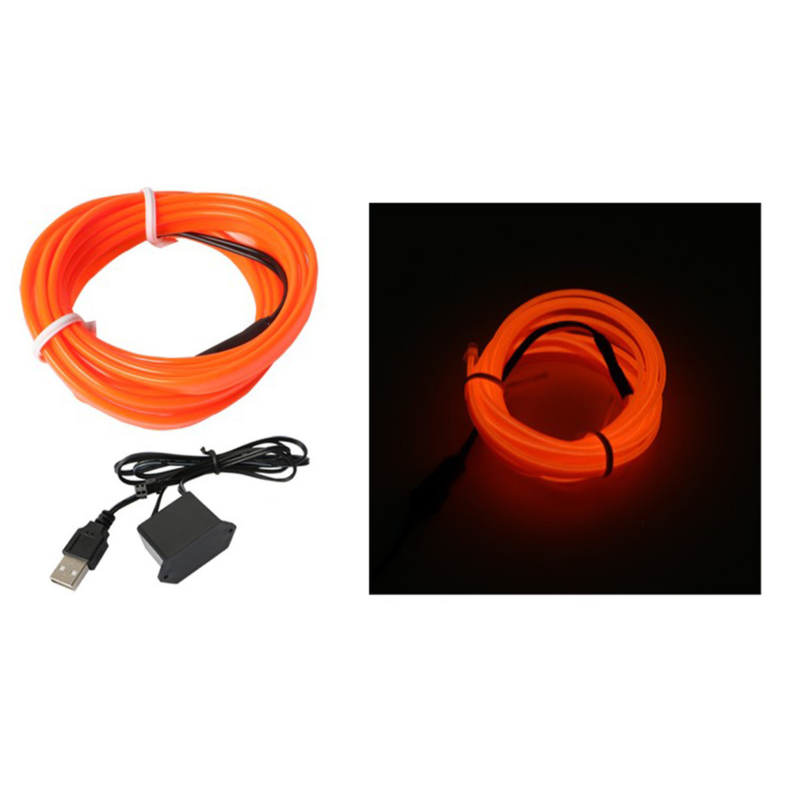 Orange Car Neon Wire Light USB Powered Ambience Decor Car LED Strip