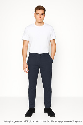 Celio Herren Hose blau Größe 48 Chino tailliert mittlere Taille leicht Baumwolle