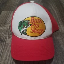 Bass Pro Shops Embroidered Adjustable Snapback Red White Trucker Hat