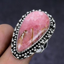 Rhodochrosite Gemstone 925 Sterling Silver gift Jewelry Ring Size 9 f740