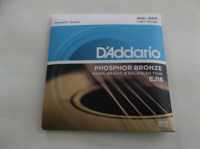  DAddario acoustic guitar stringsEJ16 12-.53 