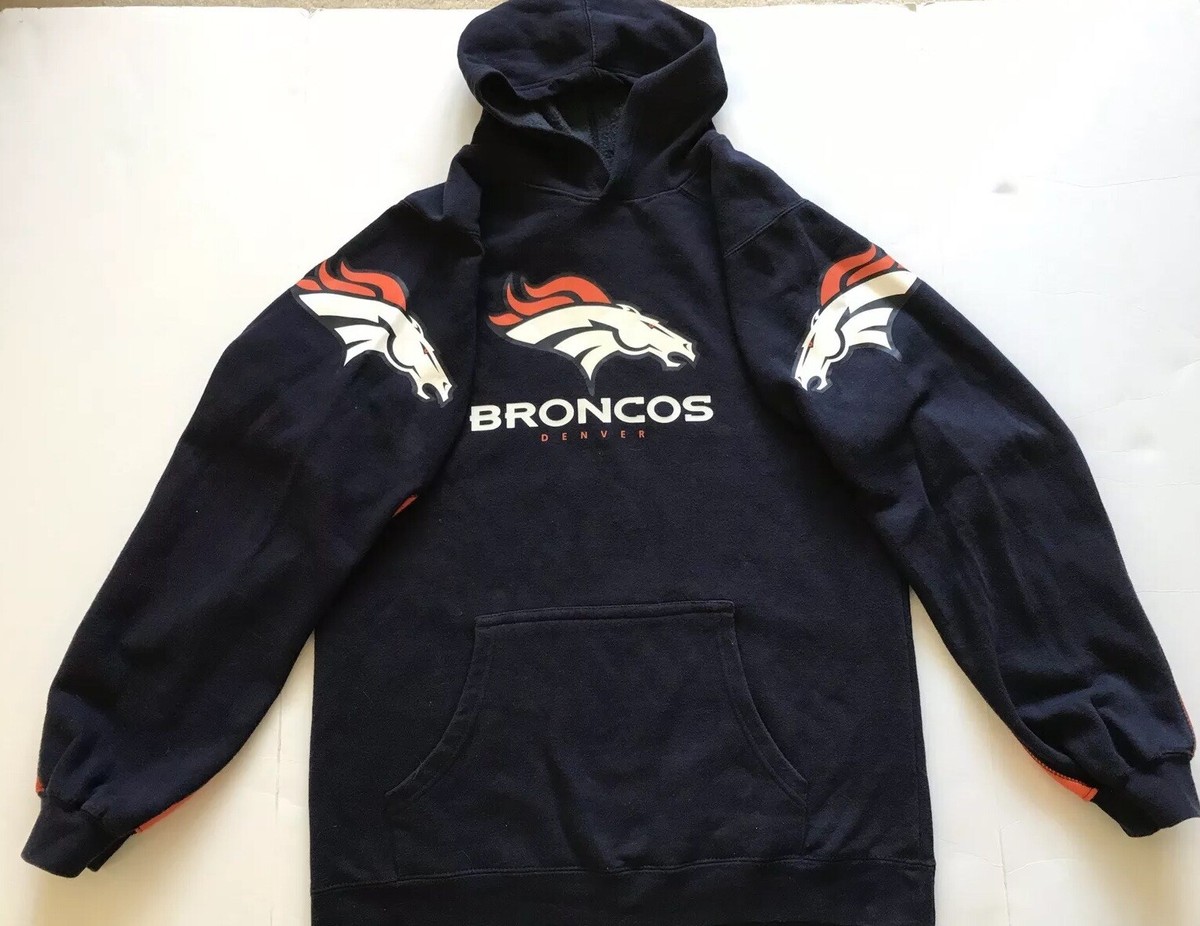 Authentic NFL Team Apparel Denver Broncos Hoodie Youth Navy Blue