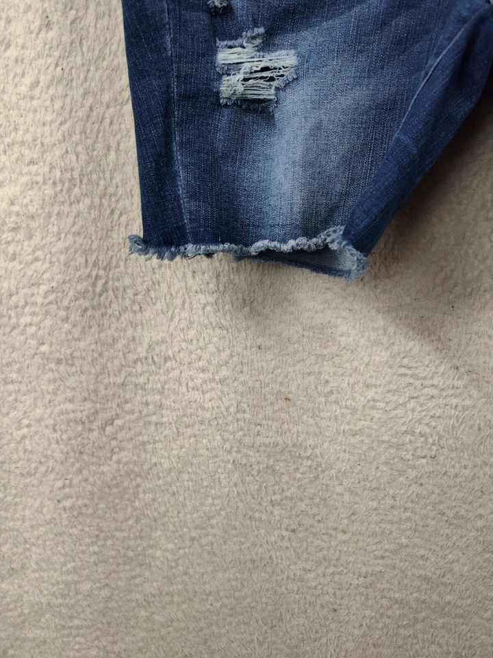 Bermudas cortas de mezclilla rectas envejecidas Aeropostale para niñas 10 azules mezcla de algodón Foto 4 de 4