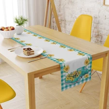 Blue Truck Yellow Sunflower Table Runner Kitchen Dining Coffee Table Decoration