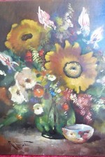 Natura Morta Di Fiori, Bellissimo Vecchio Dipinto, Firmato