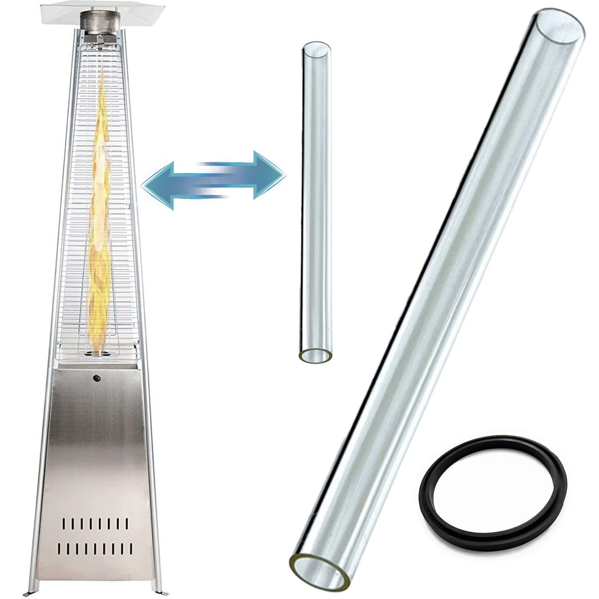 Glass Tube Pyramid Patio Heater Stainless Steel Gas Patio Heater