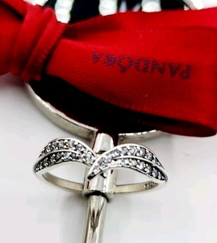NEW Authentic PANDORA 925 Ale Sparkling Pave Leaves Ring 199533C01 Size 54 - Picture 6 of 9