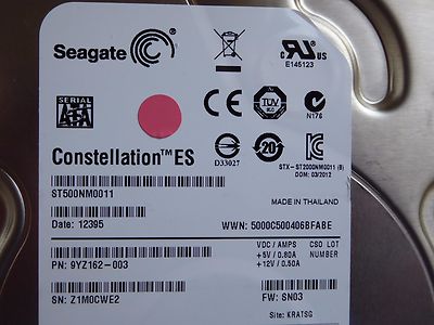 500 GB Seagate ST500NM0011 | PN: 9YZ162-003 | FW: SN03 | KRATSG