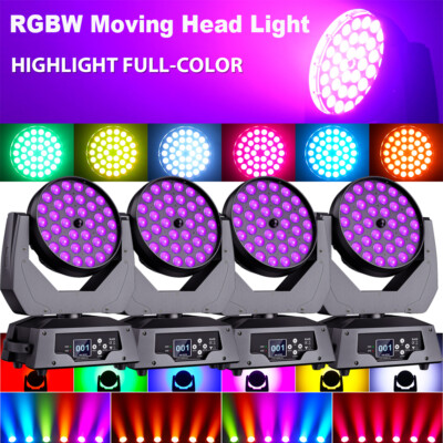 4x 36X18W LED Beam Wash Moving Head Bühnenlicht Zoom RGBW DMX Spot Weihnachten