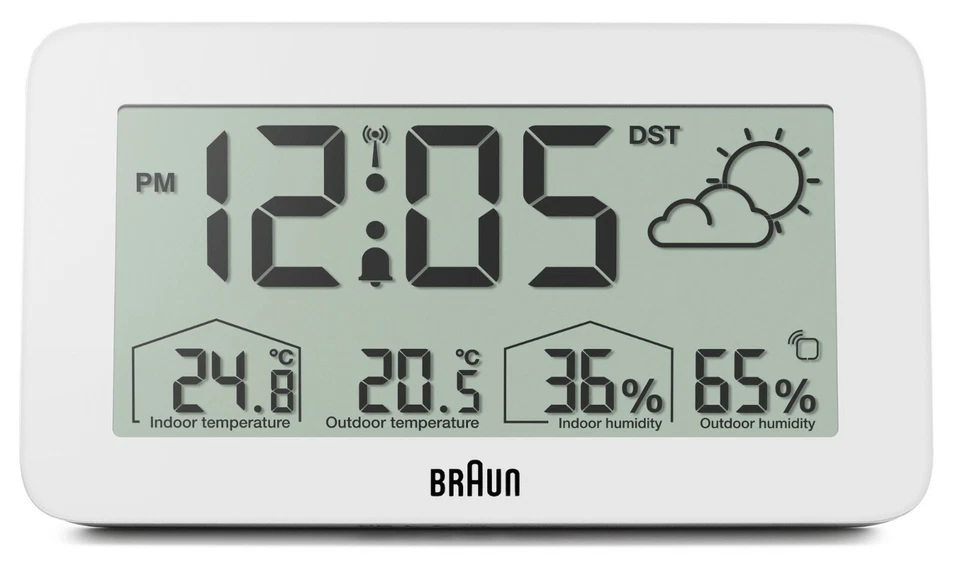 Braun Funk Wetterstation BC13WP-DCF, Weiß, Design Wecker NEU+OVP, 67605 - Bild 2 von 4