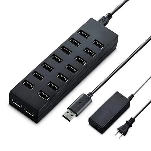 1.5m with Elecom USB hub 2.0 16 port AC adapter black U2H-Z16SBK JAPAN [3af] - Image 2 of 4