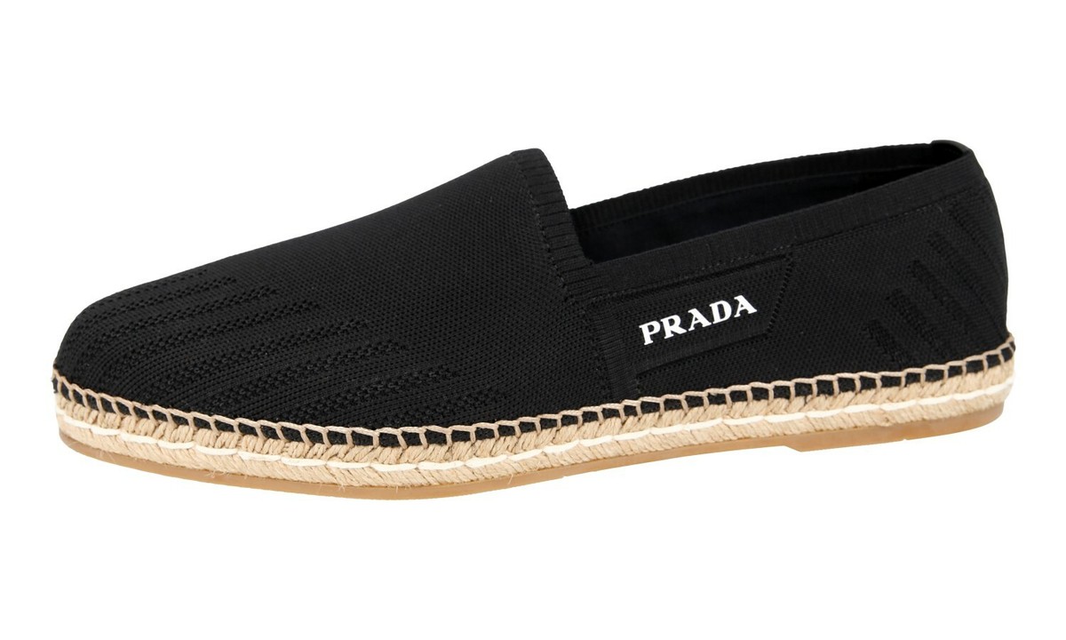 AUTH LUXURY PRADA ESPADRILLES SHOES 2DE118 BLACK NEW US 12