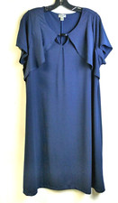Avenue Womens Sz 18/20 Dress Blue Key Hole, Flouncy Sleeves