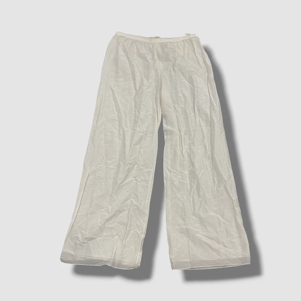 The Row Women's Ivory Silk Blend Andres Satin Wide-Leg Pants Size M