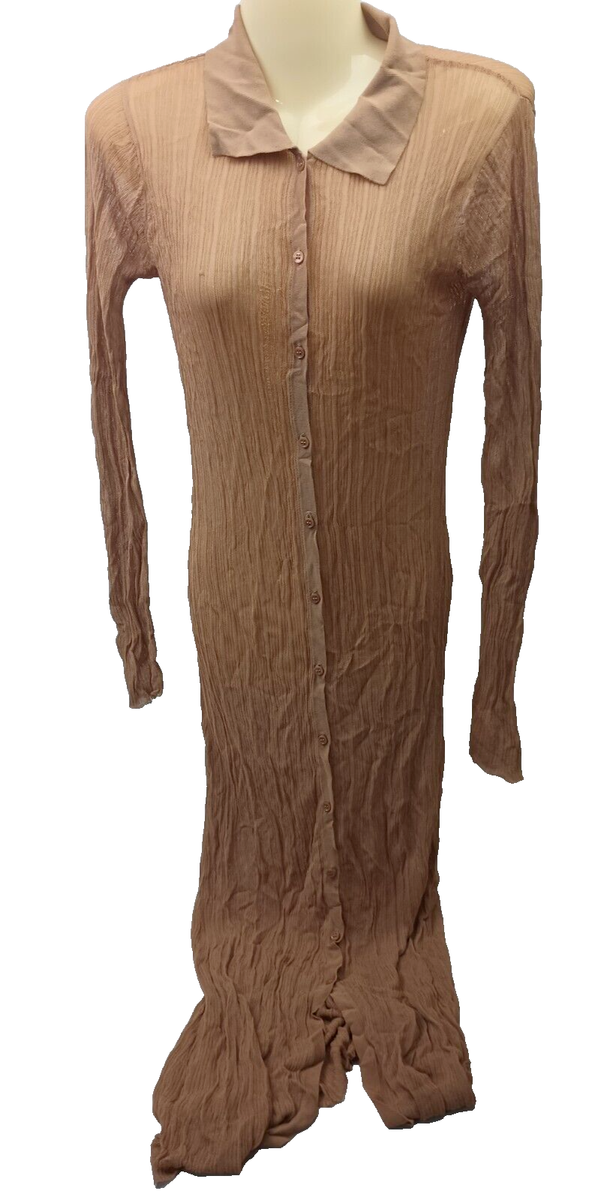 Aya Muse Women's Camel Long Sleeve Collared Button Up Dress Size Small |  eBay