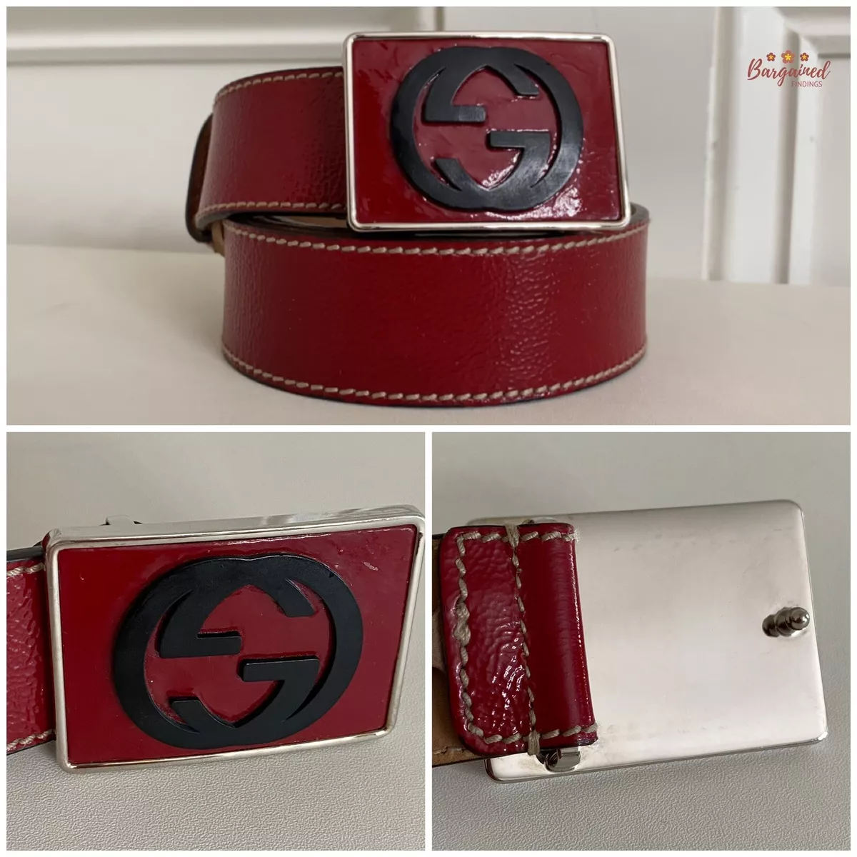 NEW Gucci Interlocking G Red Leather Belt