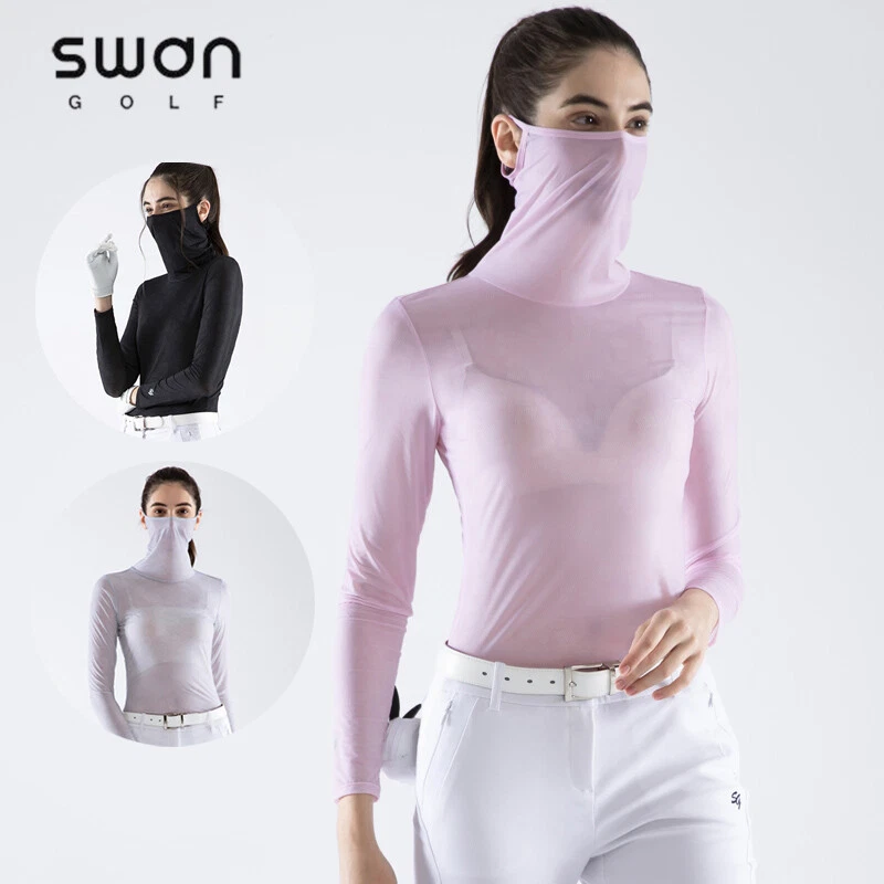 SG Summer Women Sunscreen Shirt Ladies Ice Silk Long Sleeve Golf Tops with  Mask