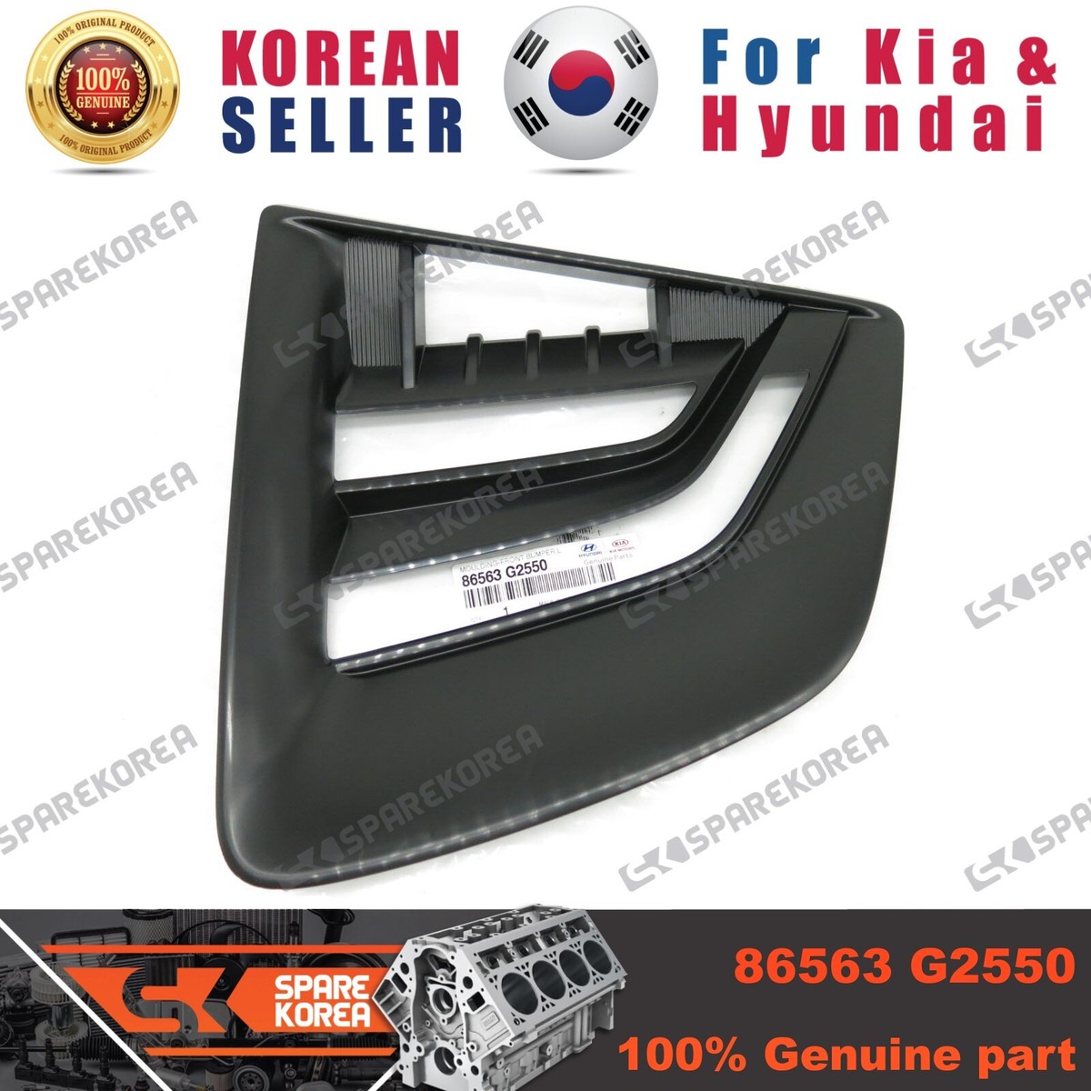 Genuine/OEM 86563G2550 MOULDING-FRONT BUMPER,LH for Hyundai Ioniq