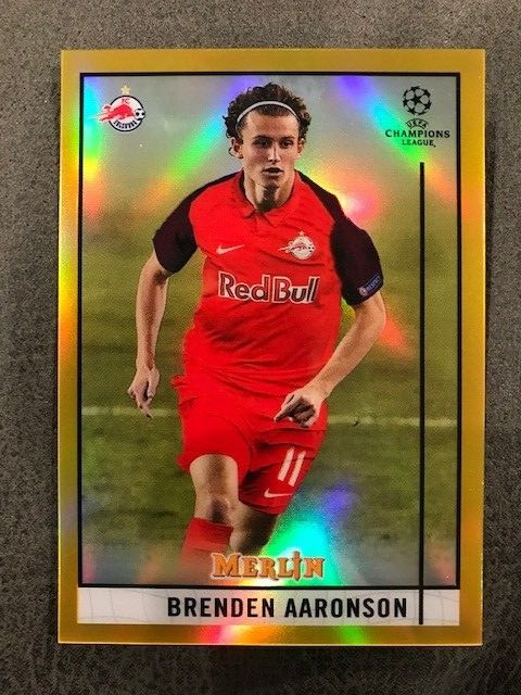 BRENDEN AARONSON 2020-21 Topps Chrome Merlin UEFA GOLD REFRACTOR # 37/50 USA