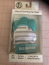 Bazzle Baby Chew Mitt Crinkle Teether green and Gray NEW