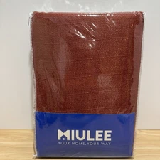 MIULEE Burnt Orange Faux Linen Semi Sheer Curtains 2 Panels Living Room 52”x84”