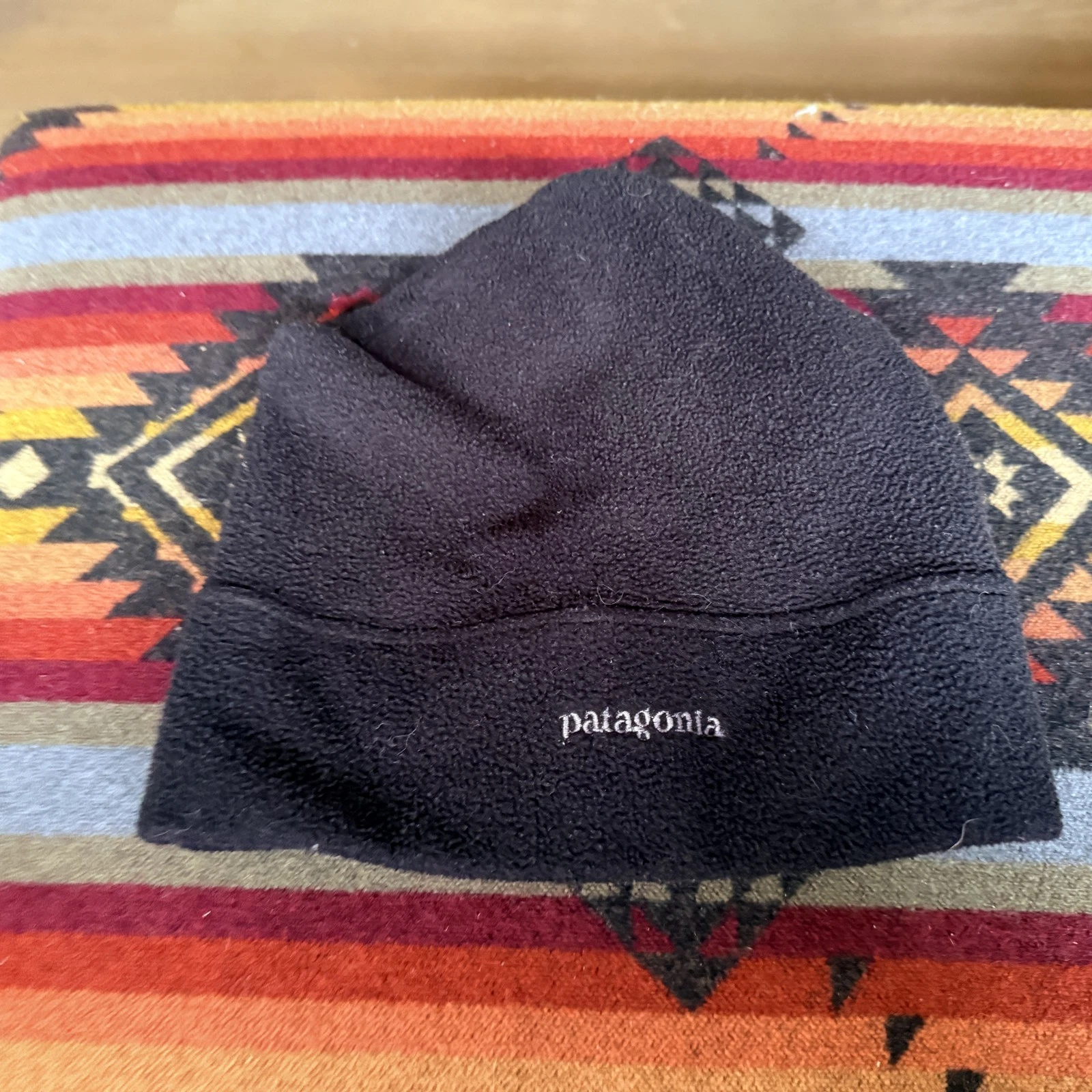 Vintage Patagonia Made in USA Fleece Beanie Hat Cap Black Grey One Size Mens VTG
