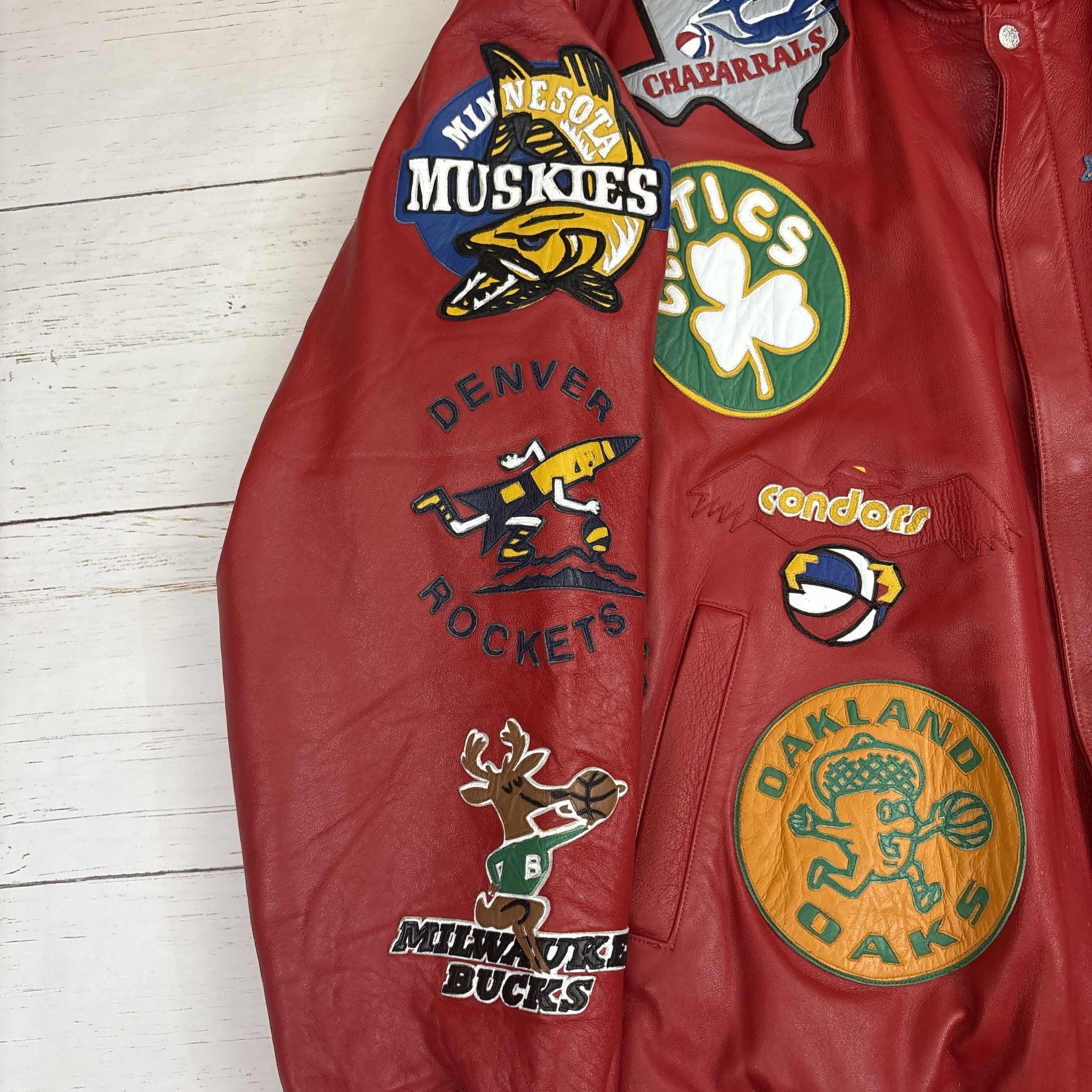 Jeff Hamilton Jacket NBA ABA Throwback Logos Red … - image 2